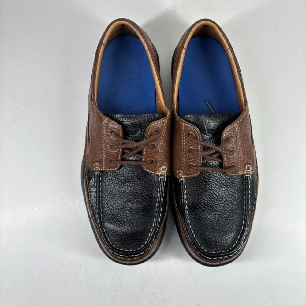 Dr. Comfort Patrick Men's US 11.5W Brown/Black Leather Diabetic Boat Shoes 8560